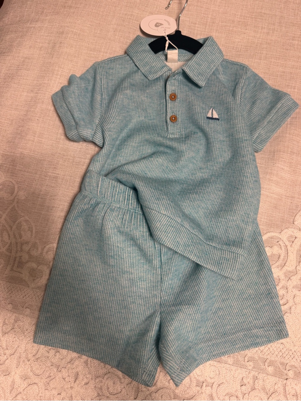 Nordstrom Light Blue Knit Polo & Shorts Set